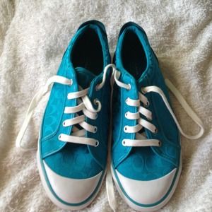 Coach 9.5 teal sneakers rarely worn
