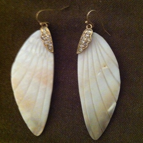 Rhinestone feather earrings