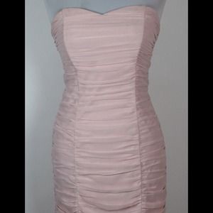 H&M Pale Pink Ruffle Strapless Dress