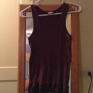 Brown Zoey Beth Tank with Laced Bottom