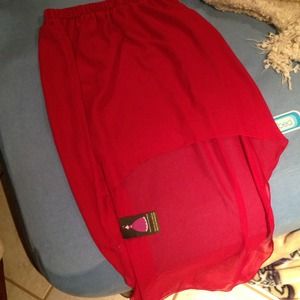 Red high low skirt