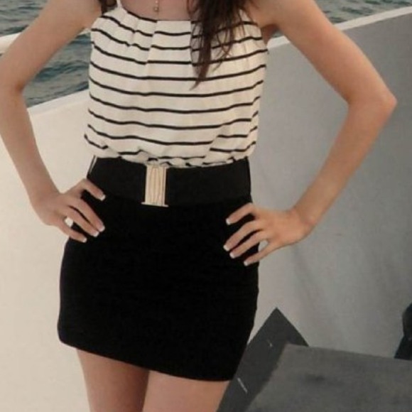 * SOLD * Nautical Navy & White Striped Dress - Picture 2 of 4