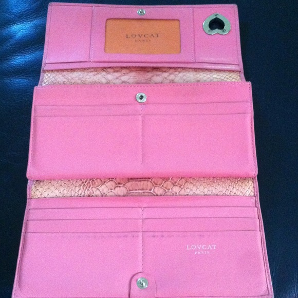 Pink leather love cat wallet - Picture 2 of 4