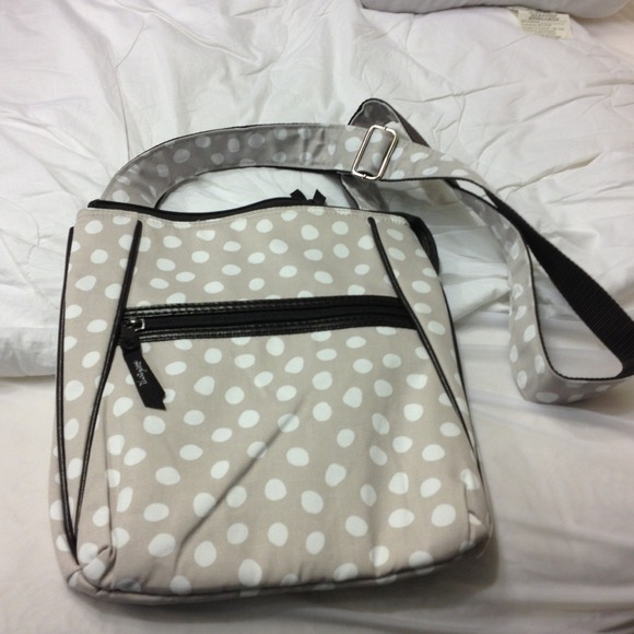 Cross body polka dot purse.