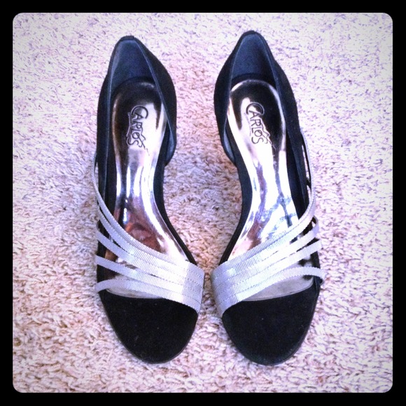 Carlos Santana Black Suede High Heel Shoes