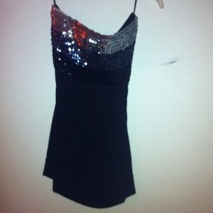 Strapless black and silver top
