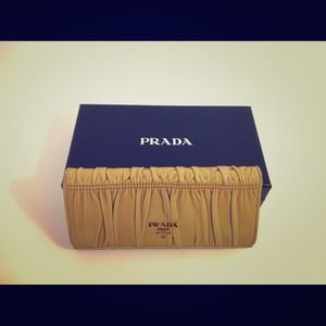 prada nappa leather wallet beige