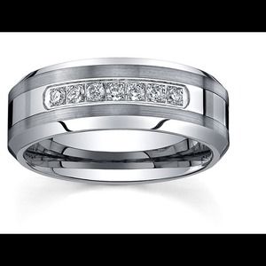 Men's Tungsten Carbide 1/5ct TDW Diamond (8 mm)