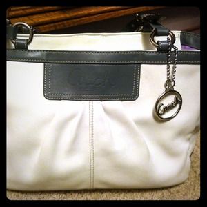 White and Grey Coach Bag