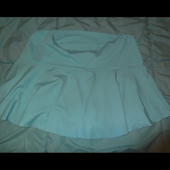 A light blue mini skirt