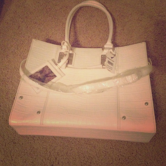 Large White Crocodile Tote Purse