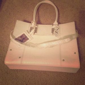 Large White Crocodile Tote Purse