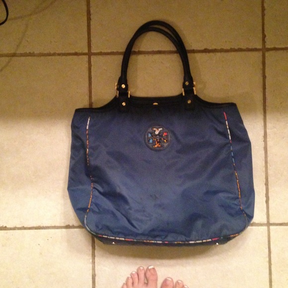 Tory Burch dark blue nylon tote - Picture 1 of 3