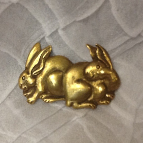 Antique gold Rabbit pin/broach