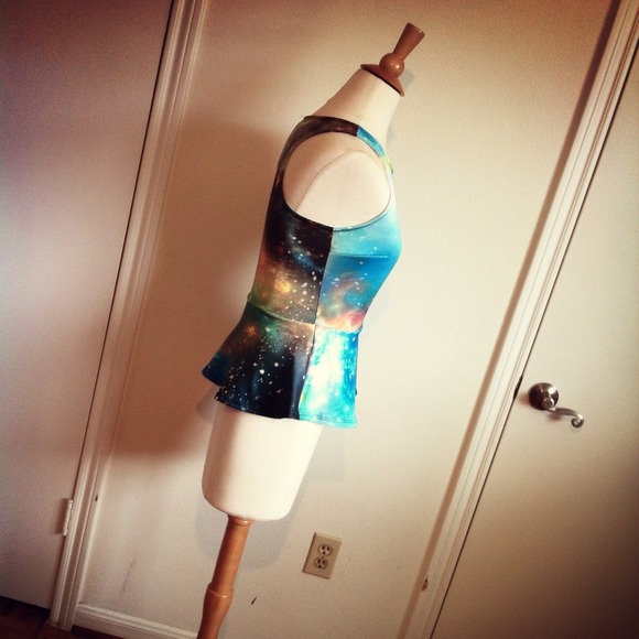 ** SOLD ** BLACK FRIDAY SALE Galaxy Peplum Top - Picture 3 of 4