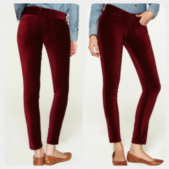 💢 SOLDLucky Brand Velvet Skinny Jeans burgundy - Picture 2 of 4