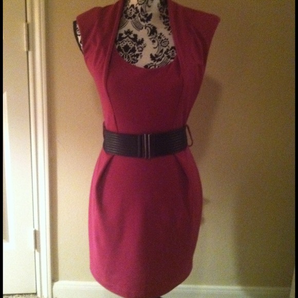 Raspberry belted dress