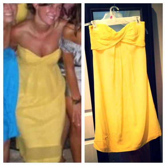 Nicole Miller yellow chiffon cocktail dress