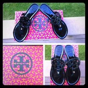 Tory Burch Miller Black Patent Leather Sandals