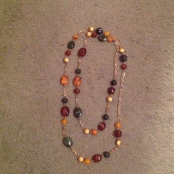 Beaded long chain necklace