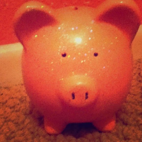 Pink glittery piggy bank
