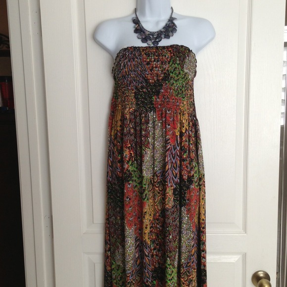 Adidas Dresses & Skirts - Plus Flowy Peacock Coloured Maxi 2X