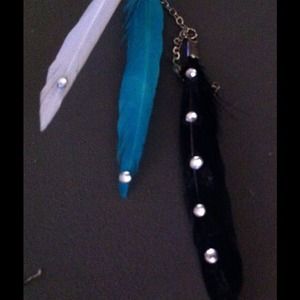 Rhinestone feather earrings