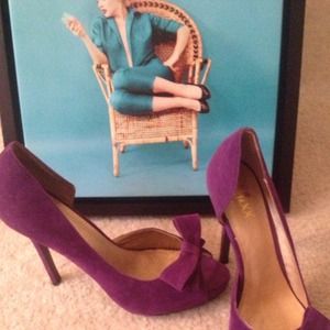 Purple Suede Peep Toe heel