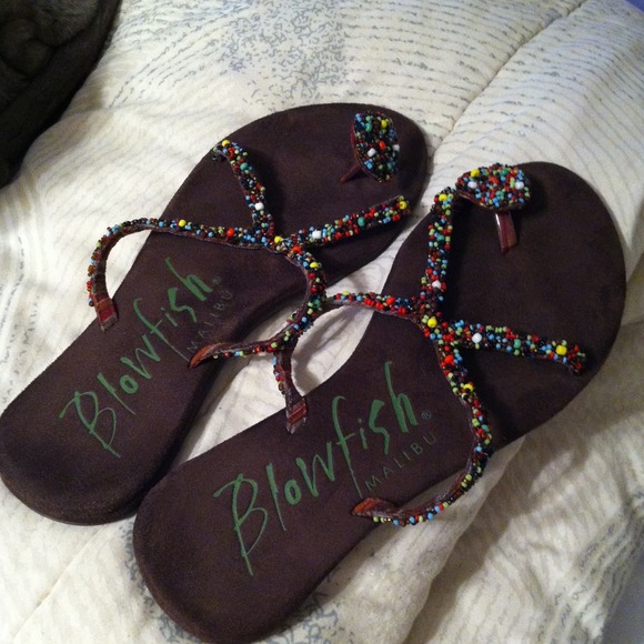 Blowfish beaded sandals