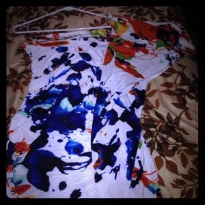 Sexy one shoulder dress multi color. Paint look.