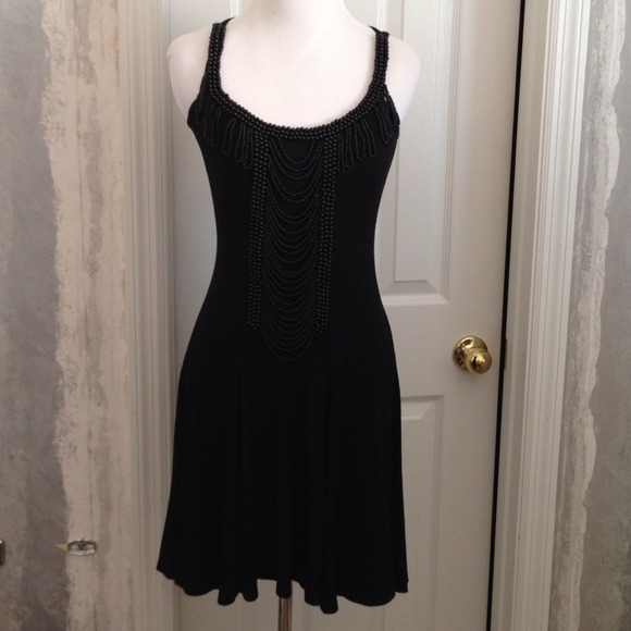 Beautiful Black Beaded Jewelry Front Dress Sz XS - Picture 3 of 4