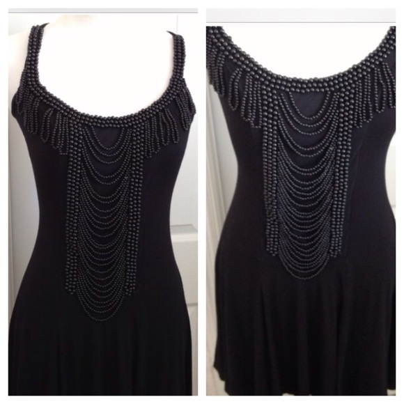 Lux Dresses & Skirts - Beautiful Black Beaded Jewelry Front Dress Sz XS