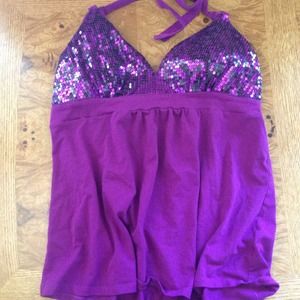 Purple sequin halter top