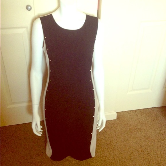 Calvin Klein studded black and khaki dress