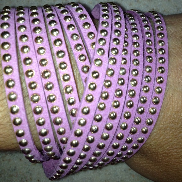 💗Pinkish Purple gold studded double wrap bracelet