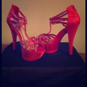 Just Reduced Bakers Red Sexy Satin Heels