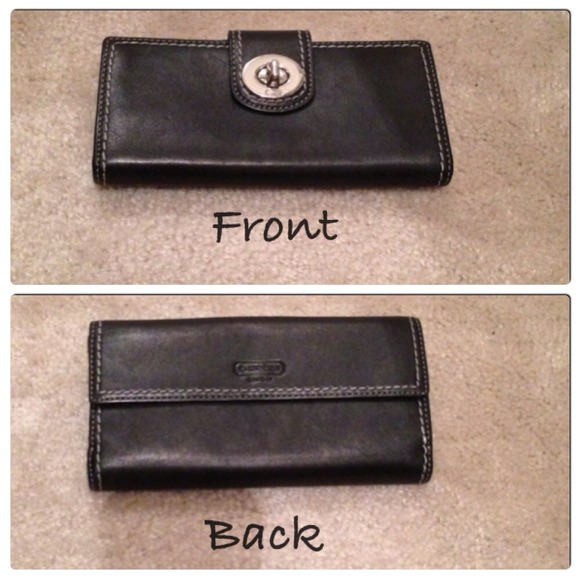 RESERVED! Coach black leather turnlock wallet