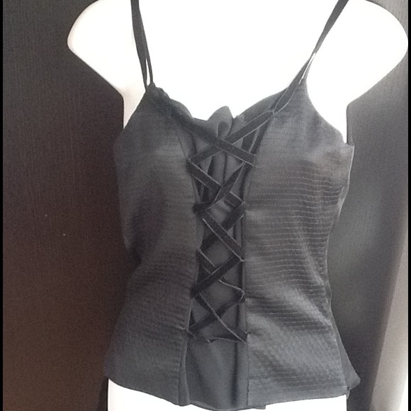 NWT Kay Unger black silk top