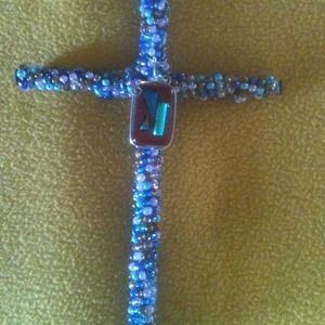 2 Handmade Glass Beaded Cross