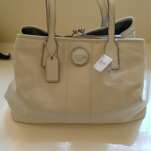 White Patent Leather Coach Satchel