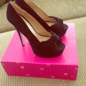 Black Peep Toe Stiletto Heels