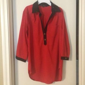 Sold-Red and black top with sequence on the collar