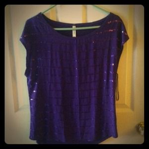 Purple sequin striped shirt