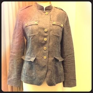 Light denim blue linen Military inspired jacket.