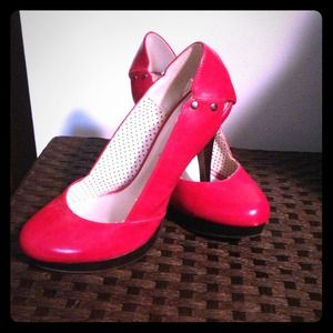 Red platform heels