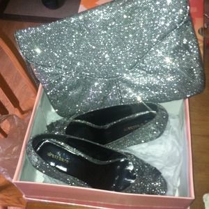 Matching sparkly shoes and purse