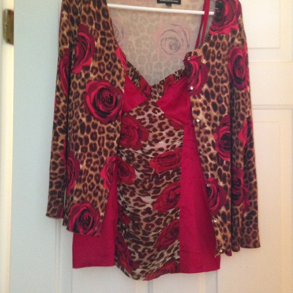 SOLD Fabulous Cheetah& Rose print EXPRESS Cardigan