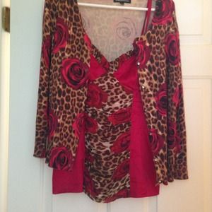 SOLD Fabulous Cheetah& Rose print EXPRESS Cardigan