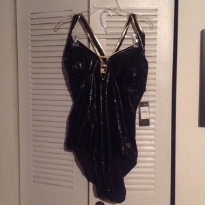 NWT leather like swim suit size 2x