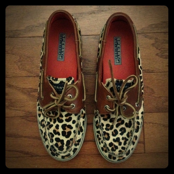 Women's size 8 Sperry Top Sider leopard pony hair